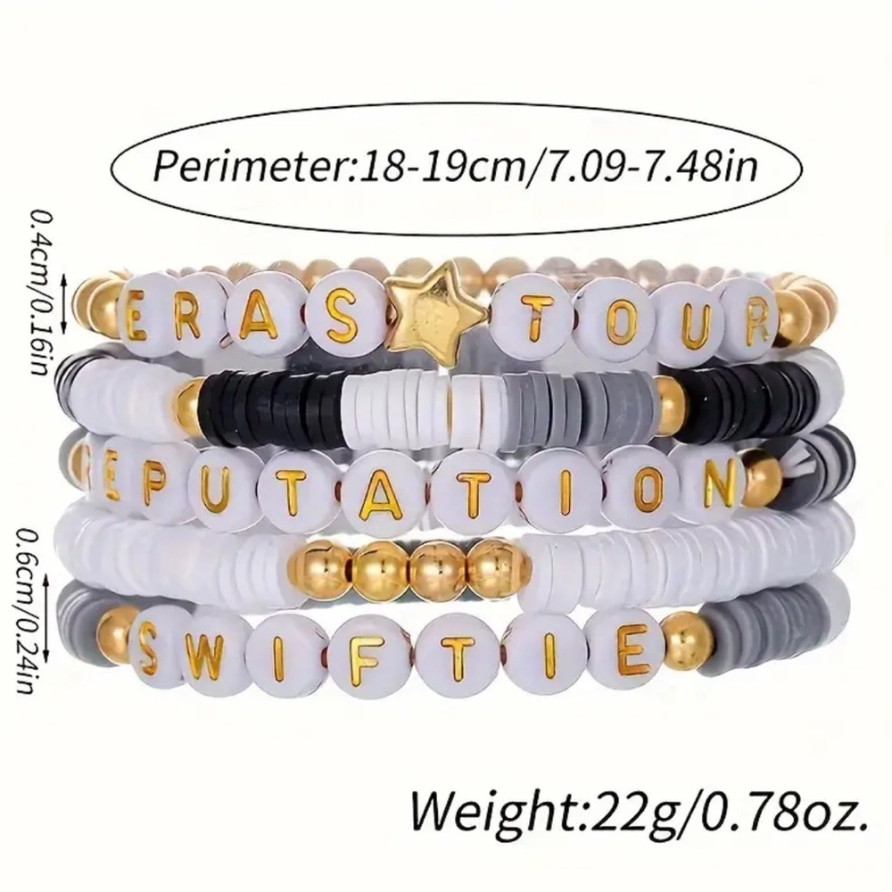 ๐5pcs Friendship Bracelet set Inspired Taylor Swift Reputation Swifties Eras - Picture 2 of 9